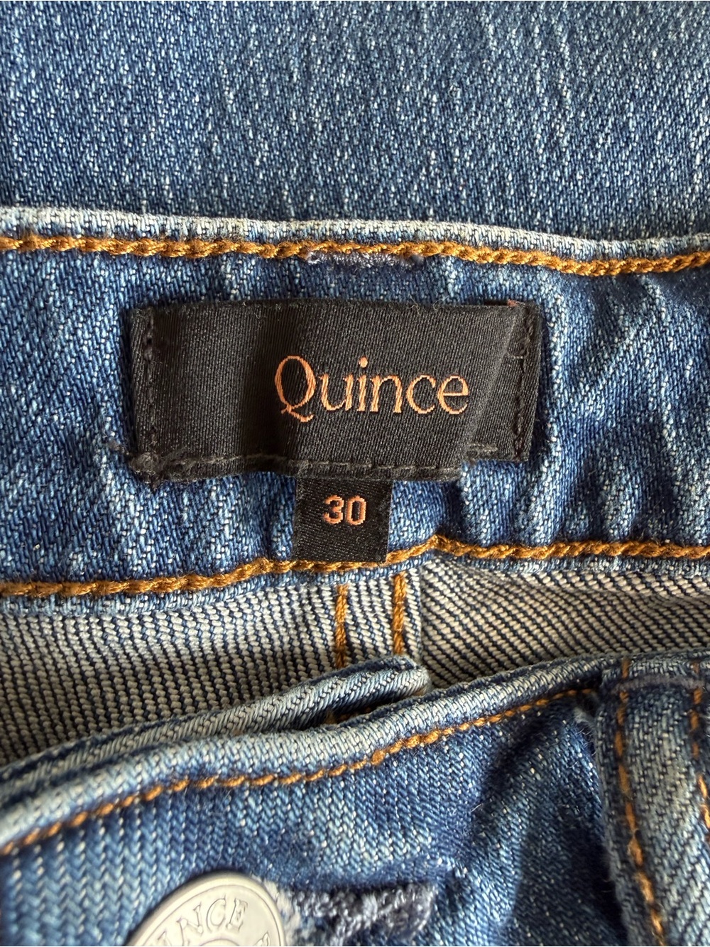 Quince Bella Stretch Barrel Jeans Blue Size 28 NWT - Picture 10 of 12